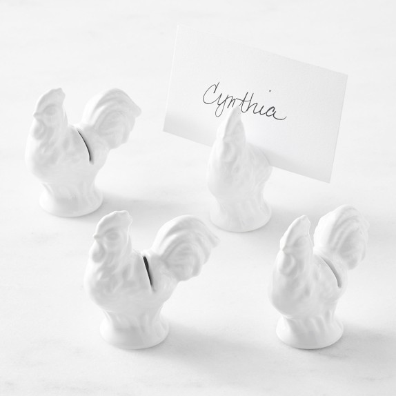 Stoneware Rooster Place Card Holders, Set of 4