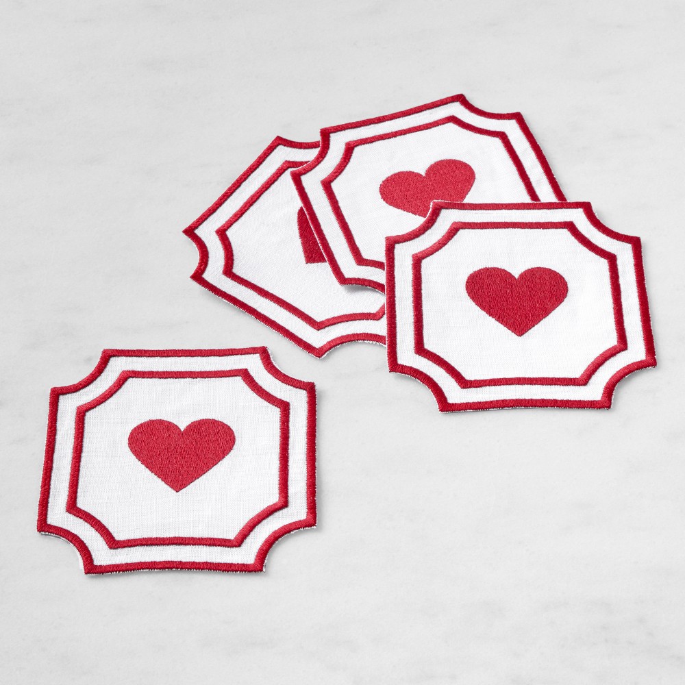 Williams Sonoma Cartouche Heart Coasters - Thumbnail 2
