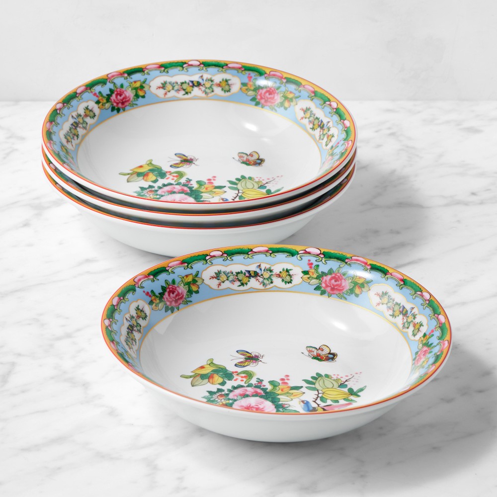 Famille Rose Pasta Bowls - Set of 8, Blue