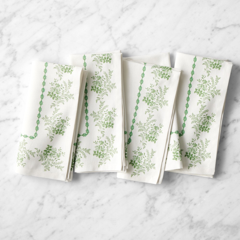 English Floral Napkins, Set of 4 - Set of 4, Green