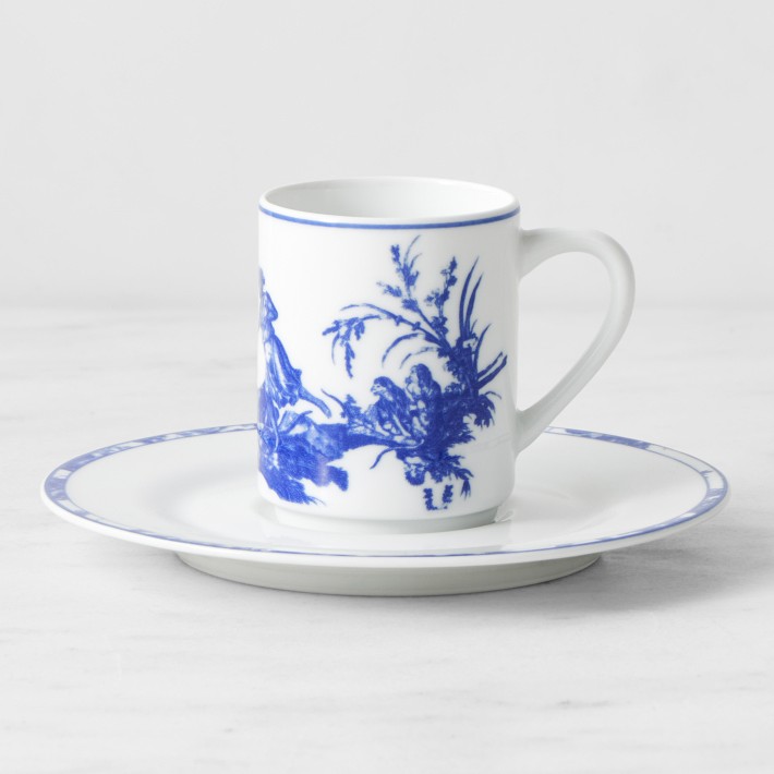 Pillivuyt French Toile Espresso Cups & Saucers | Williams Sonoma