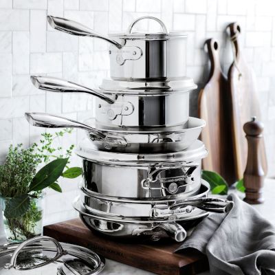 WILLIAMS-SONOMA ステンレス鍋 蓋付き 中型 Williams Sonoma Stainless-Steel Perforated Stock pot - 8-Qt