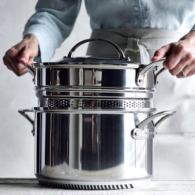 WILLIAMS-SONOMA ステンレス鍋 蓋付き 中型 Williams Sonoma Stainless-Steel Perforated Stock pot - 8-Qt