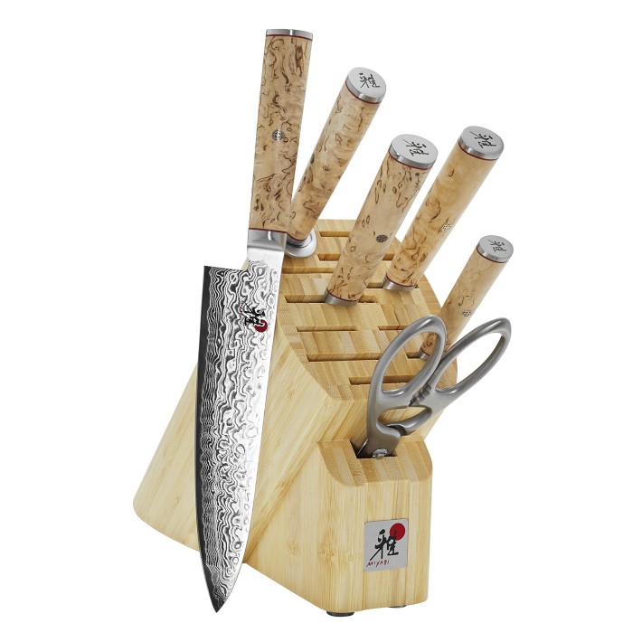 OLD MOUNTAIN MIYABI RICH グロスver Miyabi Birchwood Knife Block Set, 7-Piece | Williams Sonoma