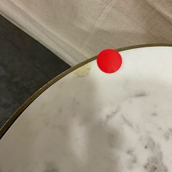OPEN BOX:Lark Accent Table, Aluminum, Marble, Antique Brass, White