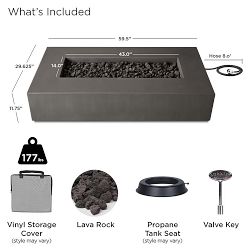 Havana Low Rectangle Fire Pit Table (60")