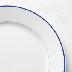 Apilco Tradition Blue-Banded Porcelain Cups &amp; Saucers