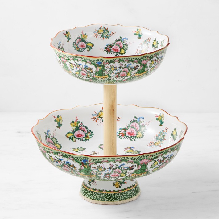 Famille Rose Two Tier Porcelain Fruit Bowl | Williams Sonoma