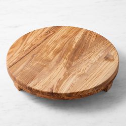 Olivewood Round Footed Pedestal with Cheese Knives