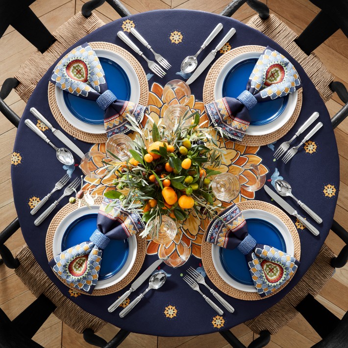 Milazzo Sicily Round Tablecloth | Williams Sonoma