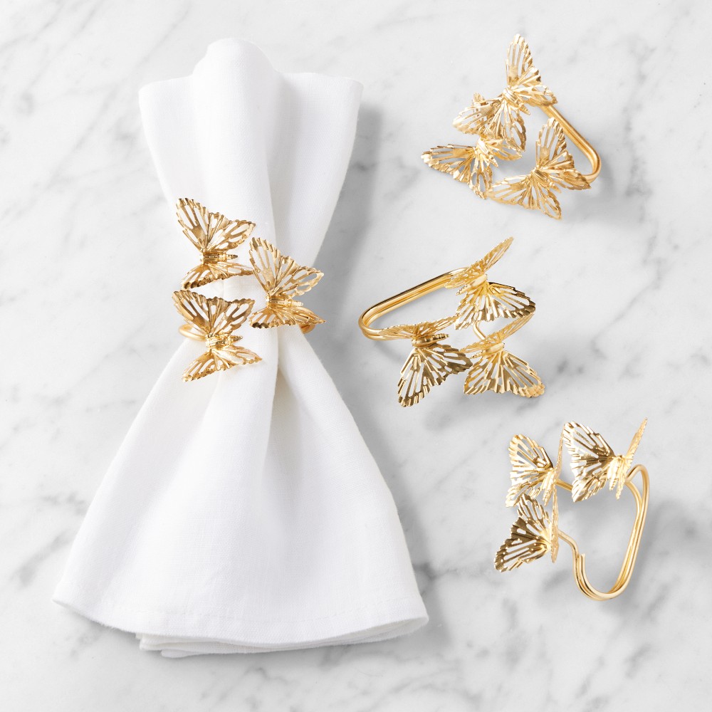 Williams Sonoma x Kim Seybert Monarch Napkin Rings, Set of 4 - Set of 4