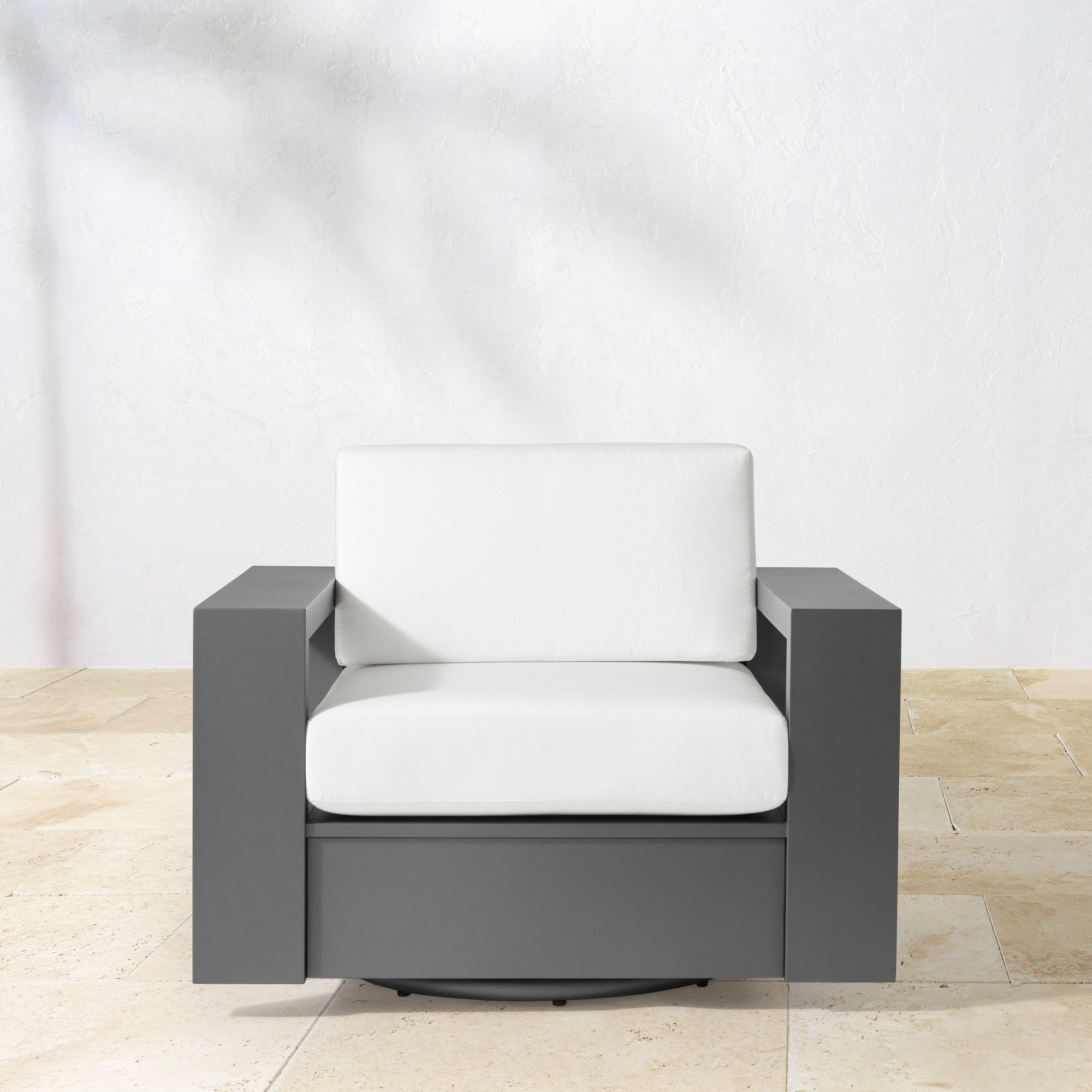 Larnaca Outdoor Slate Grey Swivel Chair | Williams Sonoma
