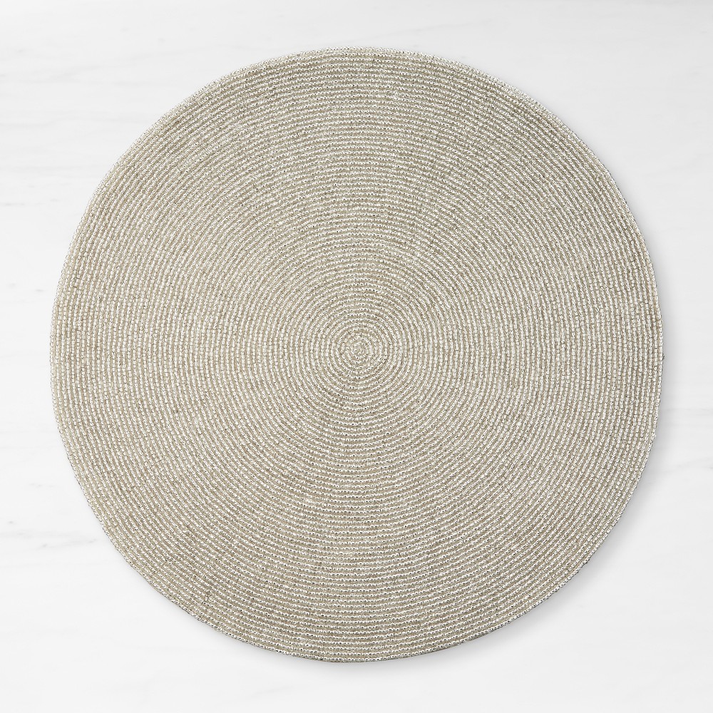 Beaded Round Placemats - Silver