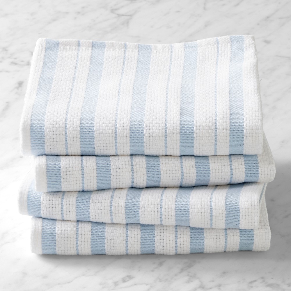 Williams Sonoma Classic Stripe Towels - Set of 4, Ice Water Blue