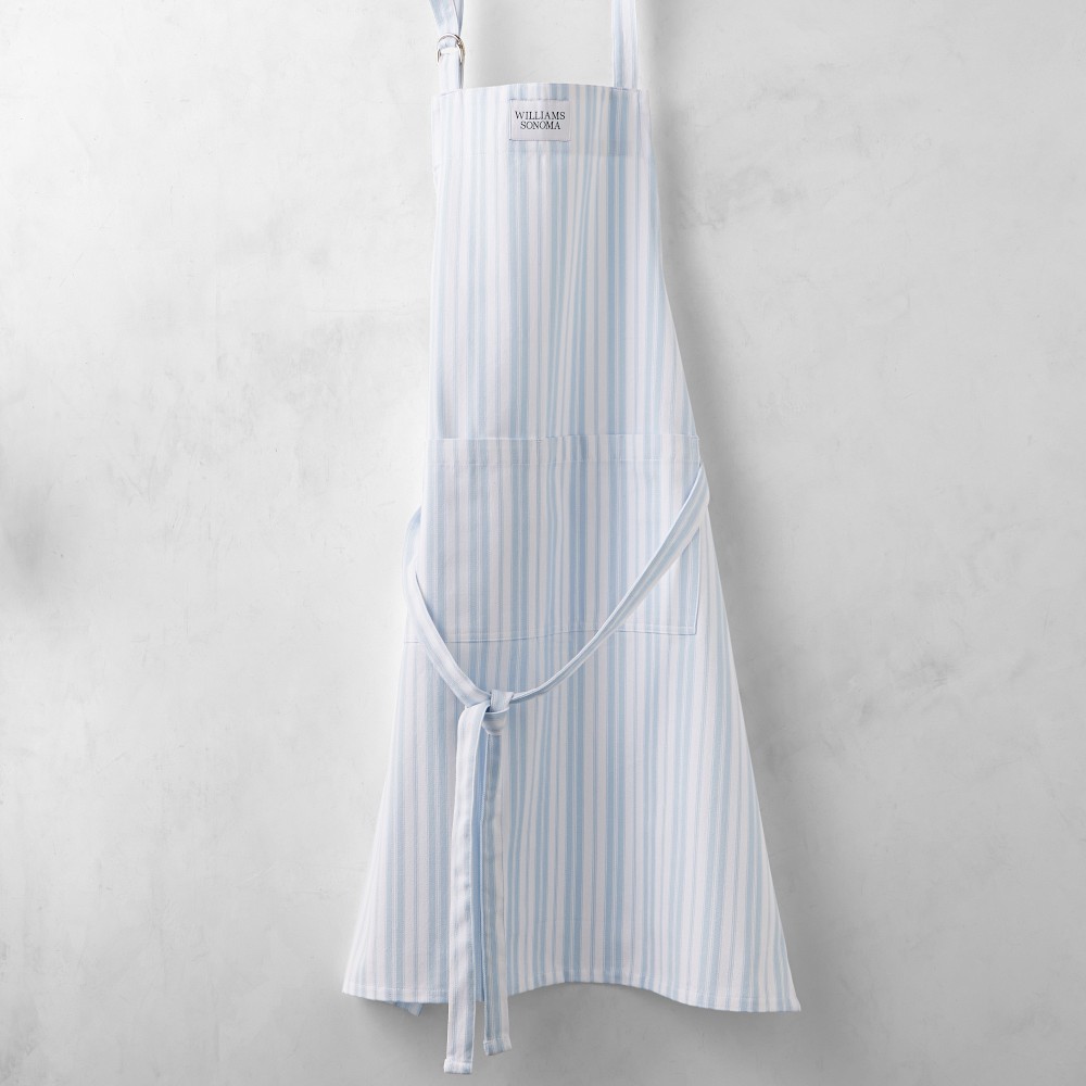 Williams Sonoma Classic Stripe Apron - Logo, Ice Water Blue