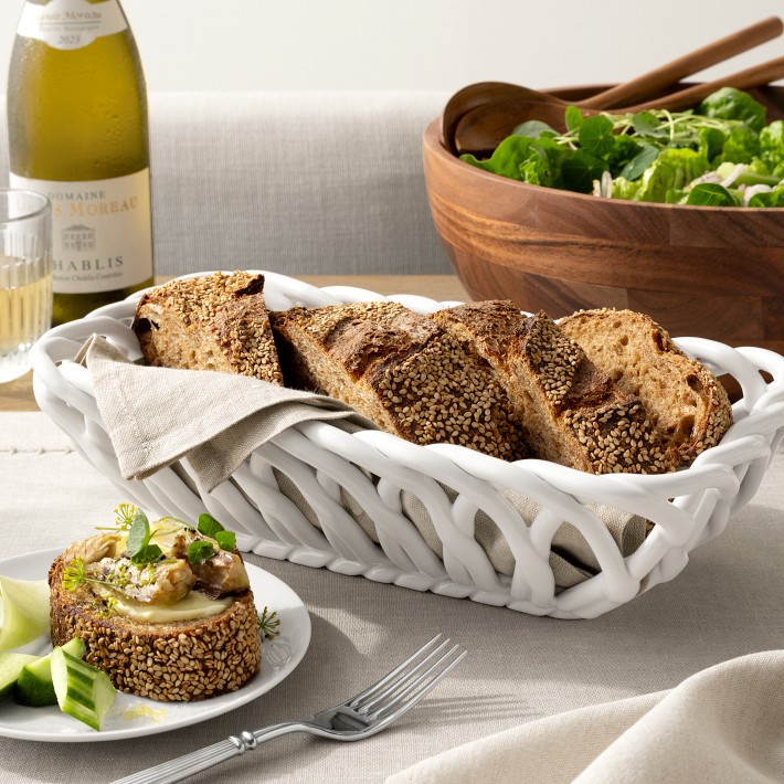 Low Ceramic Woven Bread Basket | Williams Sonoma