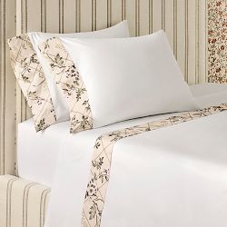 Hill House x Williams Sonoma Home Climbing Vine Cuff Pillowcases, Standard Case Pair, Almond
