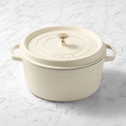 Staub Enameled Cast Iron Round Dutch Oven, 7-Qt., Matte French Creme