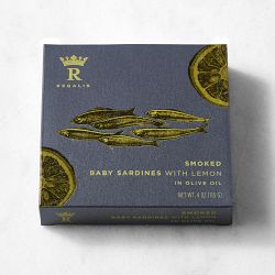 Regalis Tinned Smoked Baby Sardines with Lemon, Set of 2