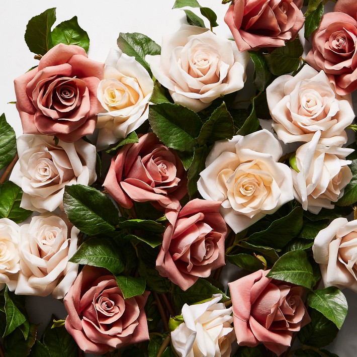 Jeff Leatham Faux Quicksand Rose Stems, Set of 12 | Williams Sonoma