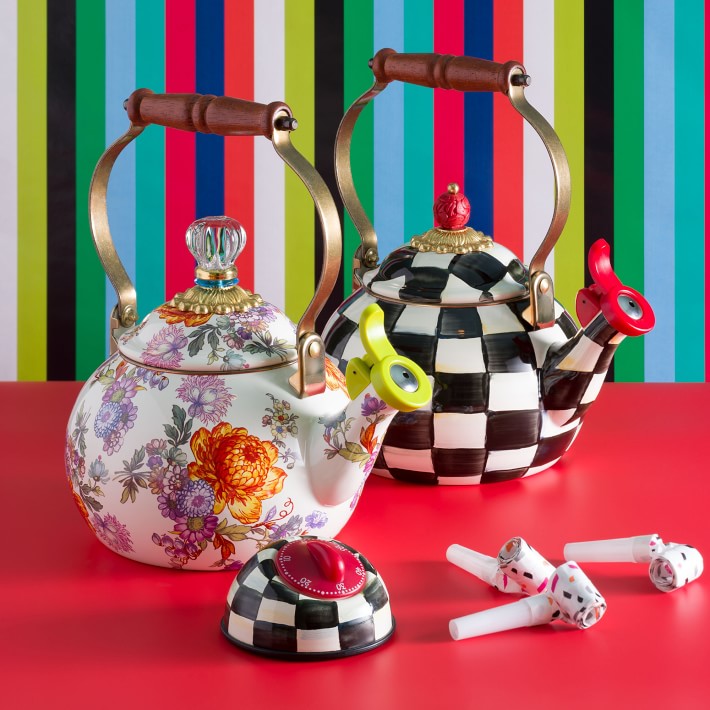 マッケンジーチャイルズ　ケトル Mackenzie-Childs Whistling Courtly Check Tea Kettle | Williams Sonoma