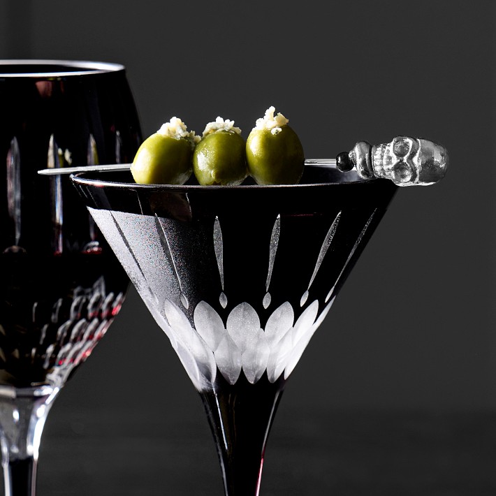 Wilshire Jewled Black Cut Mixed Martini Glasses, Set of 4