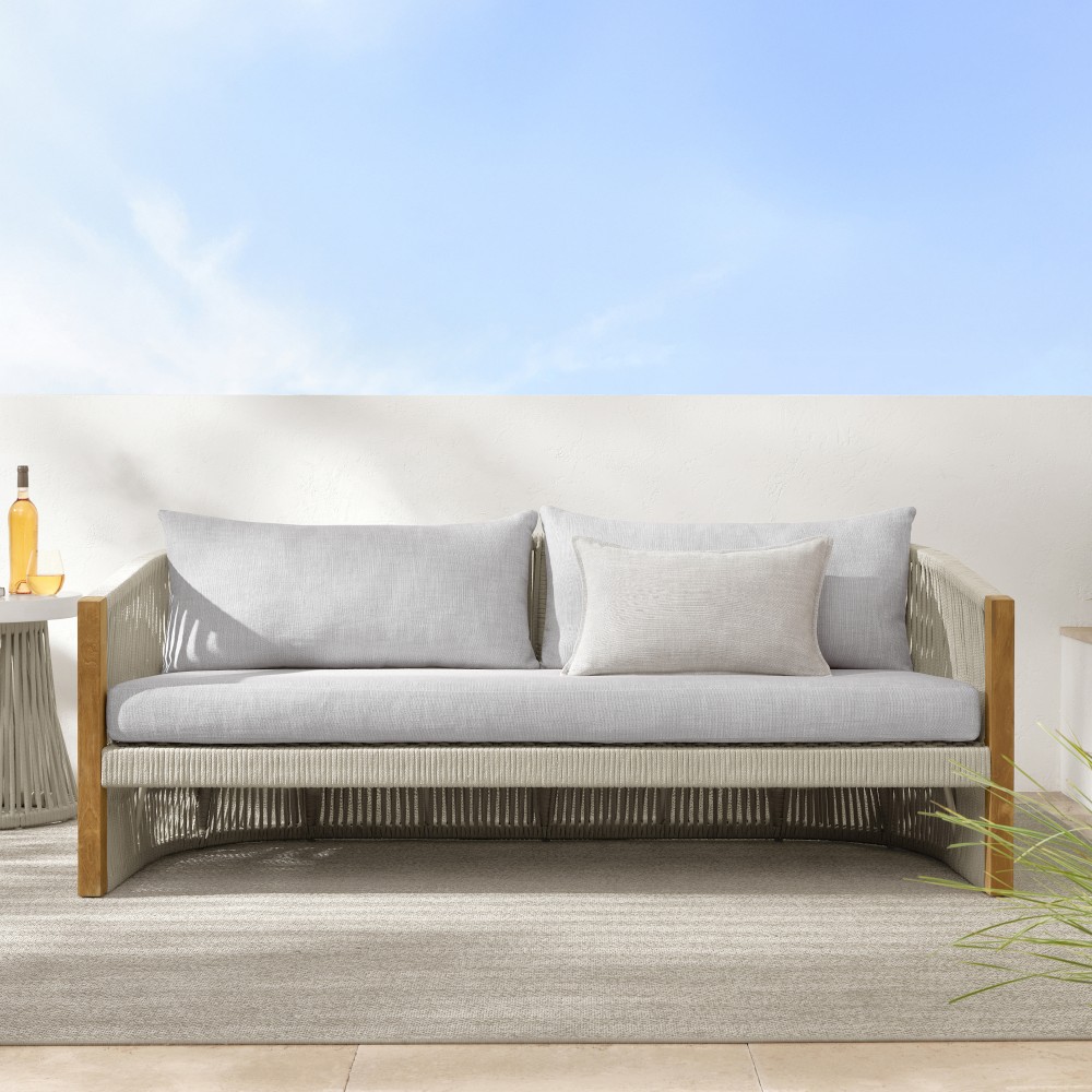 Pasadena Outdoor Teak and Rope Sofa (76") by Williams Sonoma Home