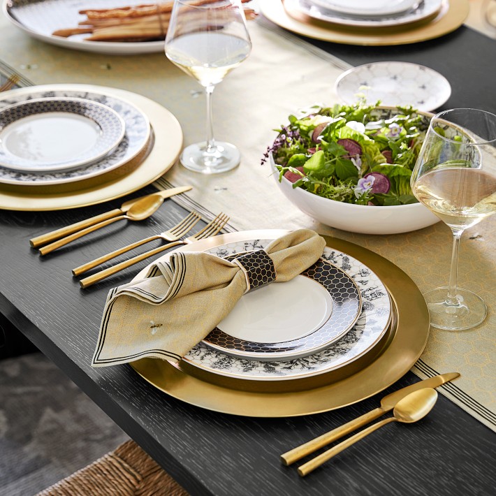 Bee Dinner Plates – Porcelain, Gold Detail | Williams Sonoma