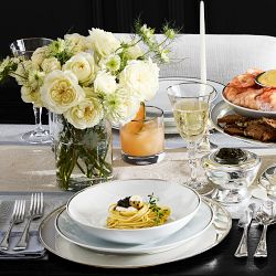 Pillivuyt Eventail Platinum Porcelain Soup Bowls, Set of 4