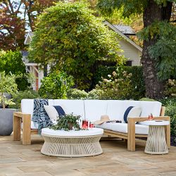 Pasadena Outdoor Fibrestone and Rope Round Coffee Table (44")