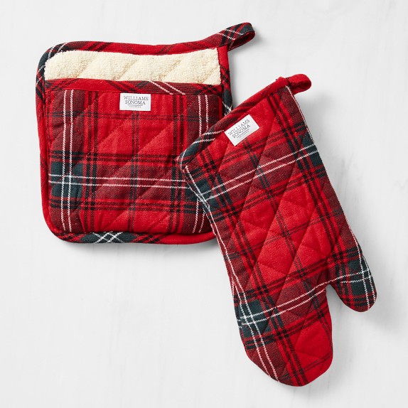 Williams Sonoma キッチンタオルとオーブンミットセット Classic Tartan Oven Mitt & Potholder Set | Williams Sonoma