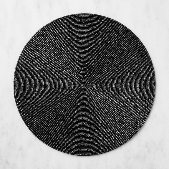Beaded Round Placemats, Black
