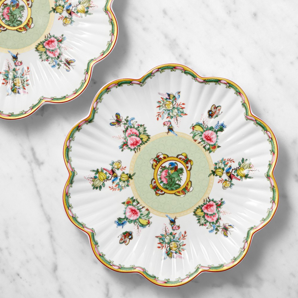 Famille Rose Scalloped Salad Plates - Set of 8