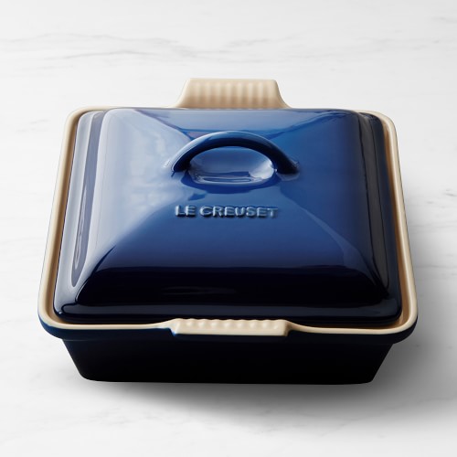 Le Creuset Stoneware Shallow Square Covered Baker, Lapis