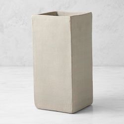 OPEN BOX: Jeff Leatham Square White Ceramic Vase, 13"