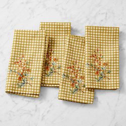 Autumn Botanical Gingham Napkins, Set of 4