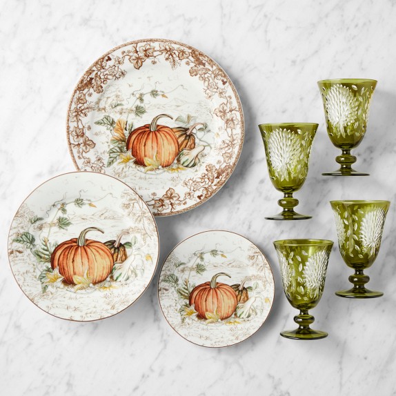 Plymouth Pumpkin 16-Piece Dinnerware & Glassware Set