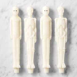 Figural Mummy & Skeleton Taper Candles, Set of 4