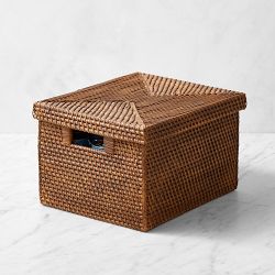 Williams-Sonoma Grande Cuisine 蓋付き　ラタンの籠 Rattan Storage Baskets & Bags | Williams Sonoma