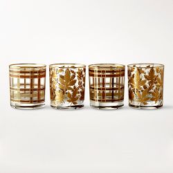 Vintage Fall Double Old-Fashioned Glasses, Set of 4