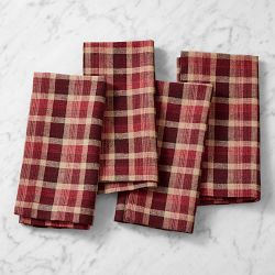 Tonal Plaid Napkins, Set of 4, Cranberry