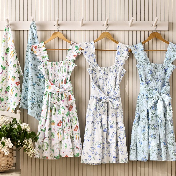 Garden Flowers Apron, Cotton, Floral Print | Williams Sonoma