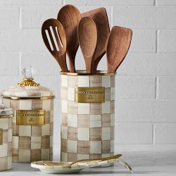 MacKenzie-Childs Mocha Check Utensil Holder | Williams Sonoma