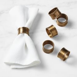 Williams Sonoma Pantry Napkin Rings, Set of 6, Antique Brass