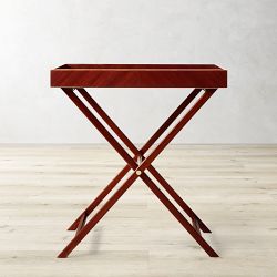 OPEN BOX: Camila Tray with Stand Mahogany Wood/Brass