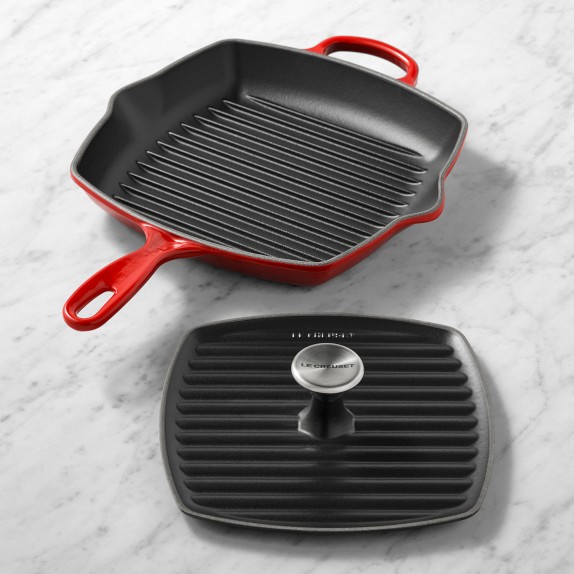 Le Creuset Signature Enameled Cast Iron Square Grill Pan & Press Set