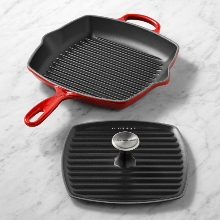 Le Creuset Signature Cast-Iron Square Grill Pan & Press Set