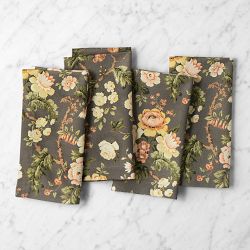 Sanderson x Williams Sonoma Hykenham Florals Napkins, Set of 4, Dark Grey