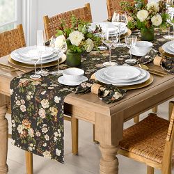 Sanderson x Williams Sonoma Hykenham Florals Runner, Dark Grey