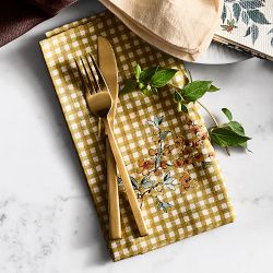 Autumn Botanical Gingham Napkins, Set of 4